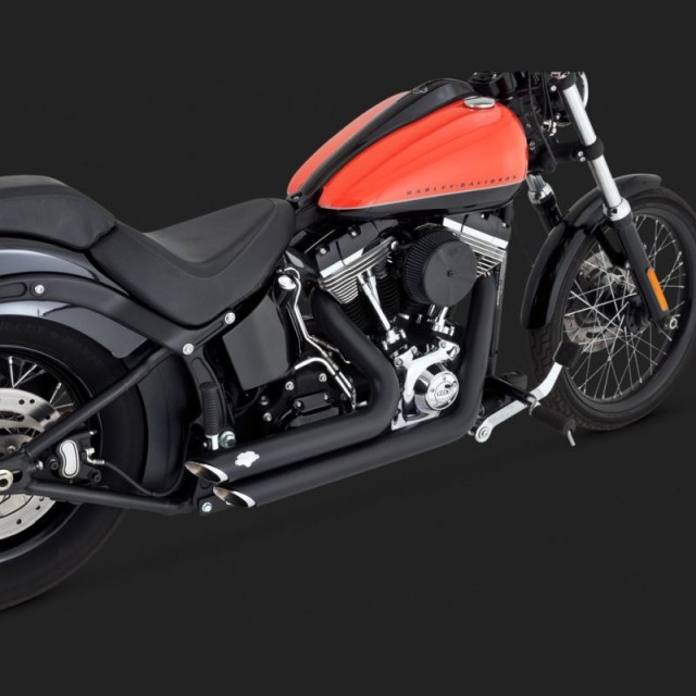 VANCE HINES SHORTSHOTS STAGGERED BLACK EXHAUST FOR HARLEY SOFTAIL 12-17 - DETAIL 3
