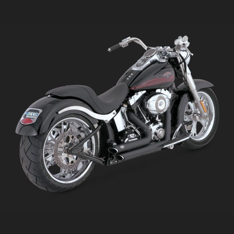 VANCE HINES SHORTSHOTS STAGGERED BLACK EXHAUST FOR HARLEY SOFTAIL 86-11