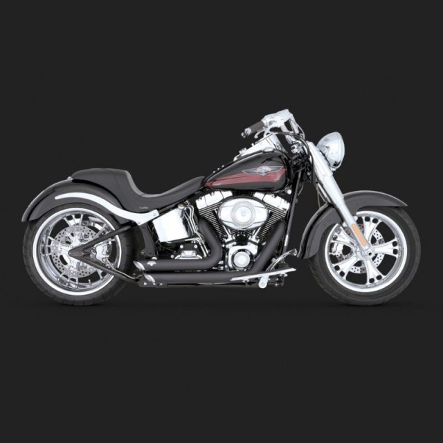 VANCE HINES SHORTSHOTS STAGGERED BLACK EXHAUST FOR HARLEY SOFTAIL 86-11 - SIDE