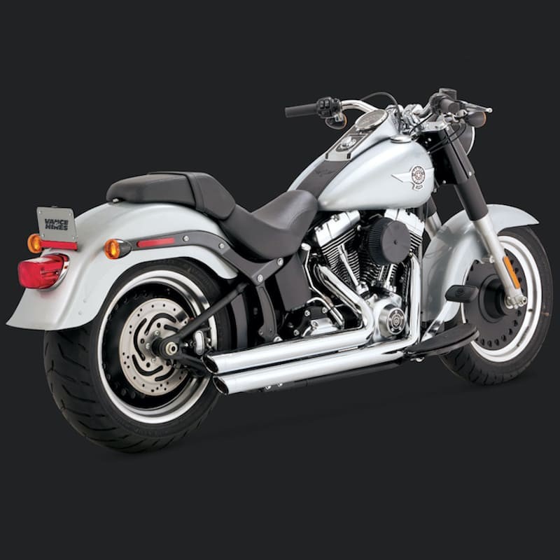VANCE HINES BIG SHOTS STAGGERED CHROME EXHAUST HARLEY SOFTAIL 00-07