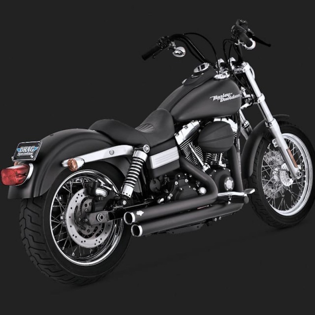 VANCE HINES BIG SHOTS STAGGERED BLACK EXHAUST DYNA 06-11