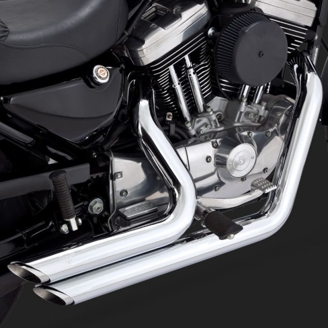 VANCE HINES SHORTSHOTS STAGGERED CHROME EXHAUST HARLEY SPORTSTER XL 99-03 - DETAIL