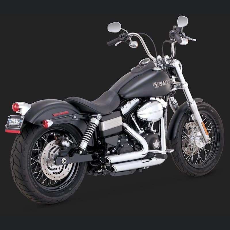 VANCE HINES SHORTSHOTS STAGGERED CHROME EXHAUST HARLEY DYNA 12-18