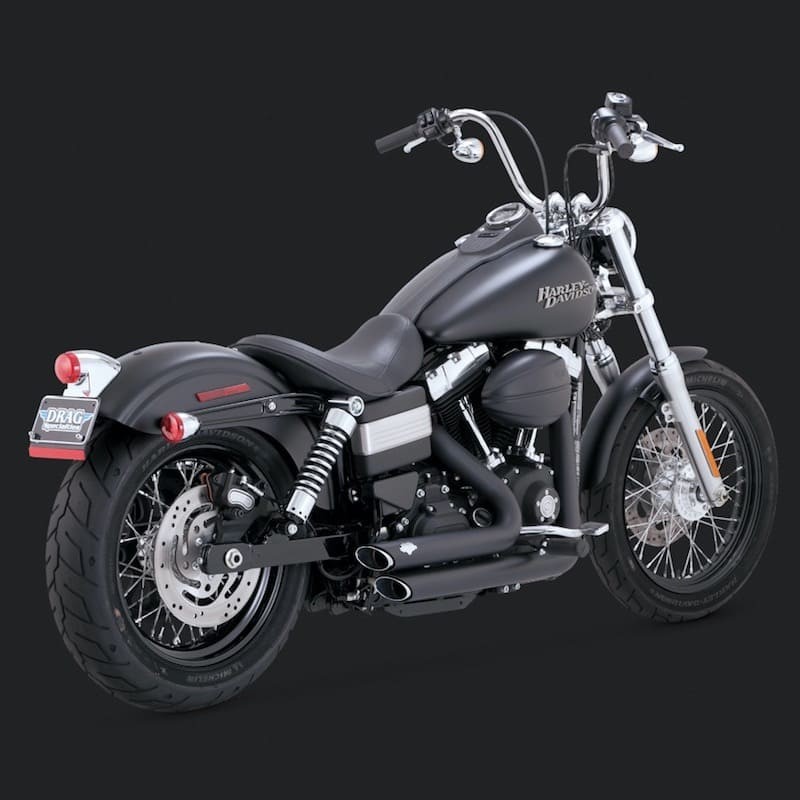 VANCE HINES SHORTSHOTS STAGGERED BLACK EXHAUST HARLEY DYNA 12-18
