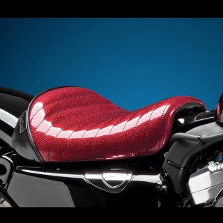 SELLA LE PERA BARE BONES PLEATED RED METAL FLAKE SEAT HARLEY SPORTSTER XL 1200