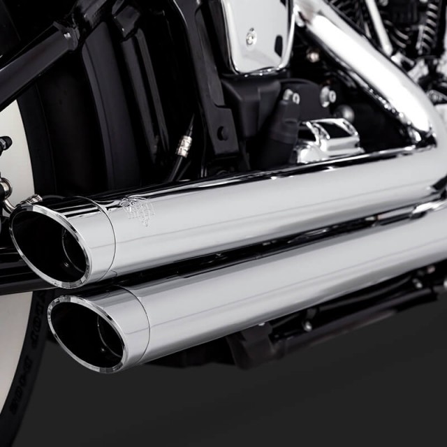 VANCE & HINES BIG SHOTS STAGGERED CHROME EXHAUST HARLEY SOFTAIL 2018-2021 - DETAIL