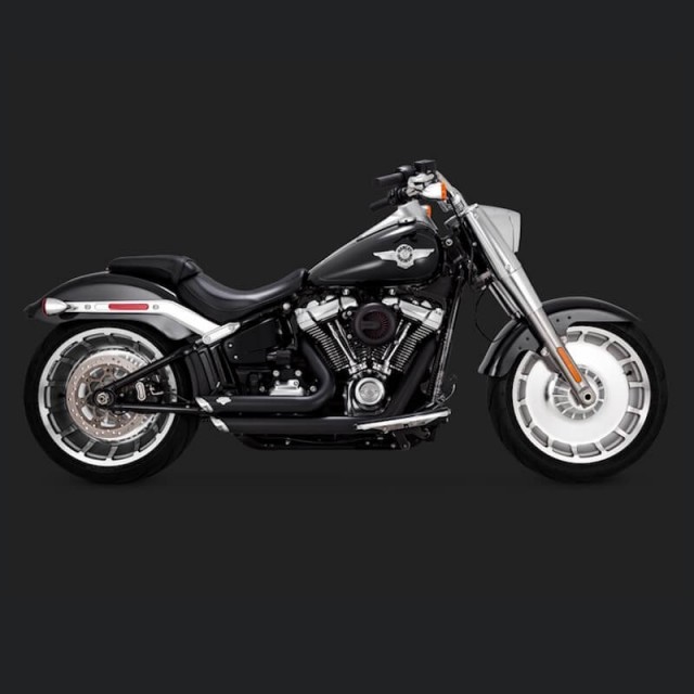 VANCE HINES SHORTSHOTS STAGGERED BLACK EXHAUST HARLEY SOFTAIL FAT BOY,KING,BREAKOUT 2018-2020 - SIDE