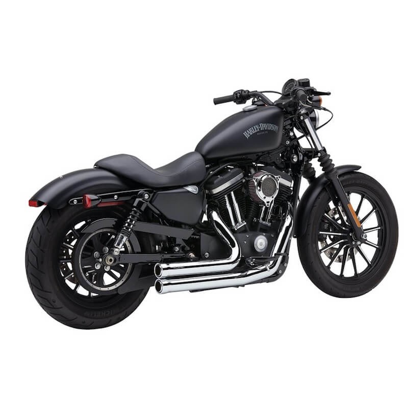 Black Shotgun Drag Exhaust Pipes With Heat Shields 2004-2020 Harley Sportster XL