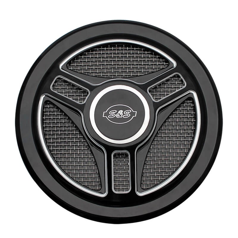 TRI-SPOKES BLACK COVER FOR S&S STEALTH AIR CLEANERS