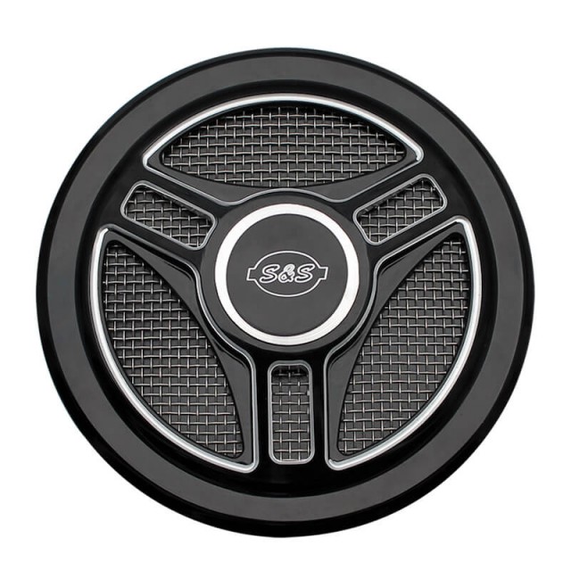 TRI-SPOKES BLACK COVER FOR S&S STEALTH AIR CLEANERS