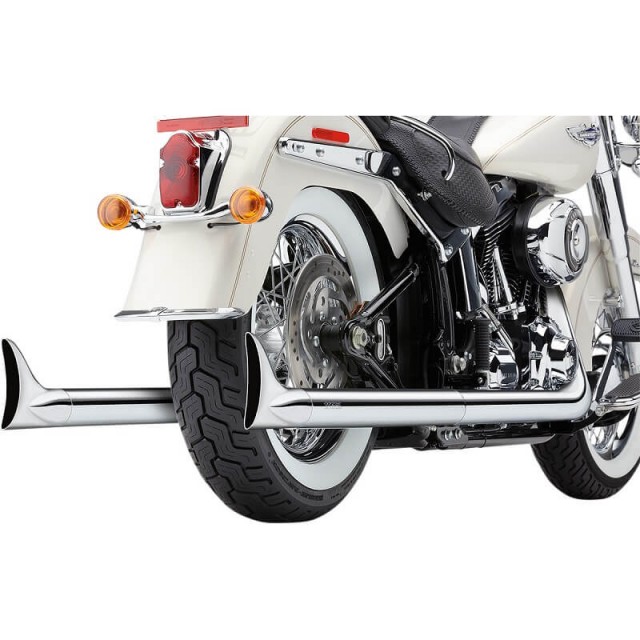 COBRA TRUE DUALS FISHTAIL 2-IN-2 CHROME EXHAUST FOR HARLEY SOFTAIL 2012-2017 - DETAIL