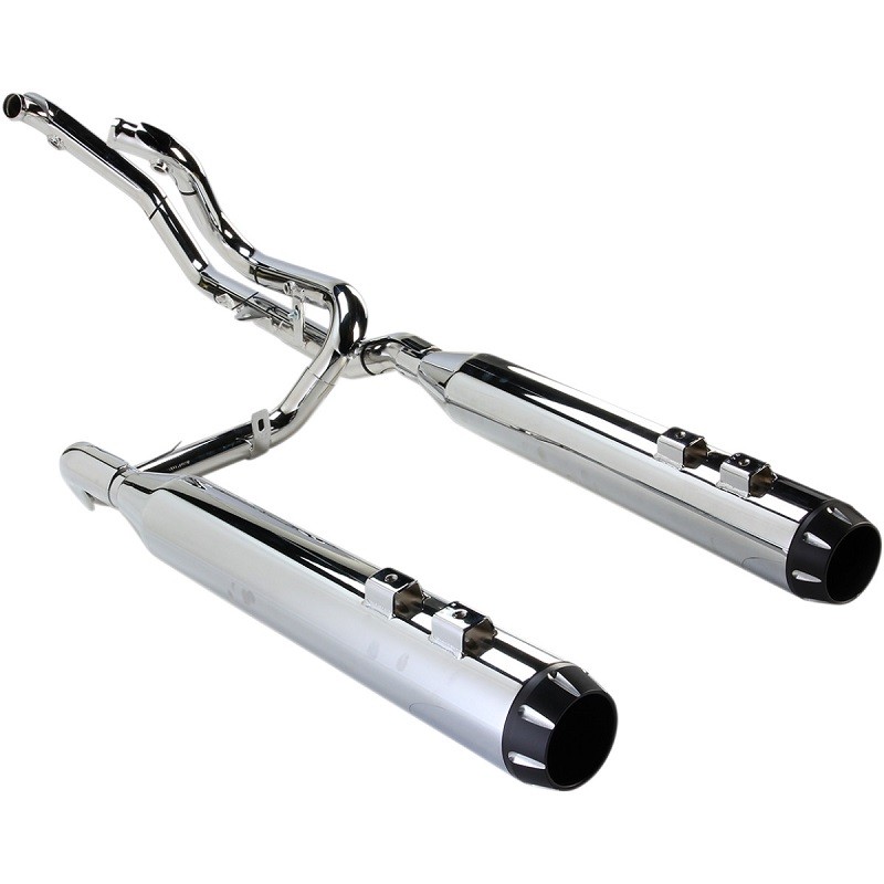 BASSANI XHAUST TRUE-DUAL DOWN UNDER CHROME EXHAUST FOR HARLEY TOURING 09-16