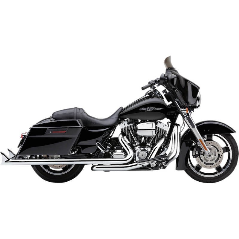 COBRA SPEEDSTER DUAL FISHTAIL 2 IN 2 CHROME EXHAUST SYTEM HARLEY TOURING 2010-2016 - SIDE