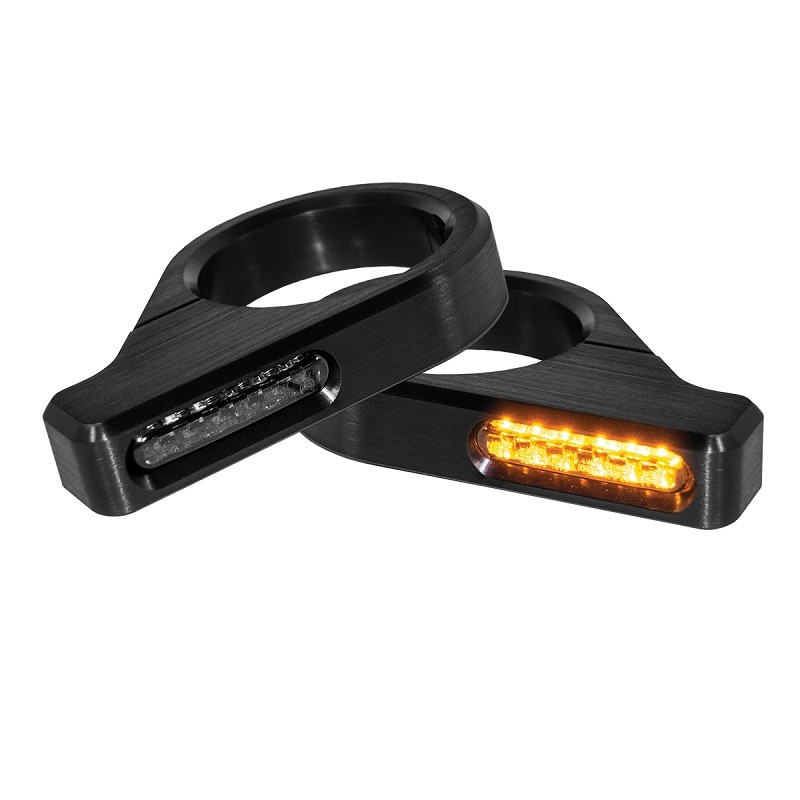 HEINZ BIKES CLASSIC BLACK FRONT LED TURN SIGNALS FOR 39-41 MM FORK ZC-LINE