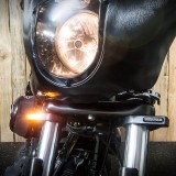 HEINZ BIKES CLASSIC BLACK FRONT LED TURN SIGNALS FOR 39-41 MM FORK ZC-LINE - HARLEY