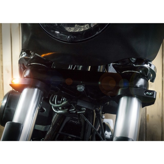 HEINZ BIKES MICRO BLACK FRONT LED TURN SIGNALS FOR 54-56MM FORK ZC-LINE - HARLEY