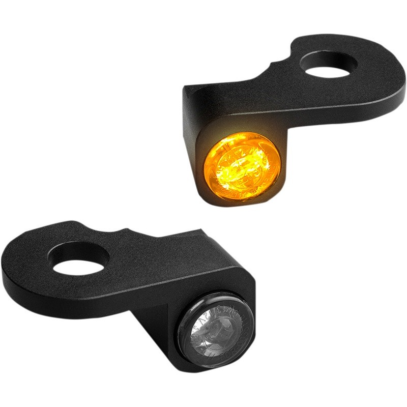HEINZ BIKE FRONT LED TURN SIGNALS NANO SERIES BLACK TOURING 02-20 WITH HYDRAULIC CLUTCH