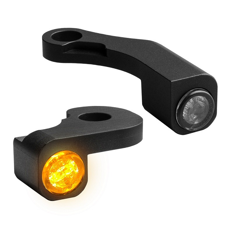 HEINZ BIKE FRONT LED TURN SIGNALS NANO BLACK TOURING 09-13 WITH CABLE CLUTCH