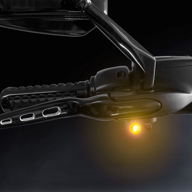 HEINZ BIKE NANO BLACK LED TURN SIGNALS SIDE LIGHT HARLEY SOFTAIL 2018-2021 - LIGHT ON
