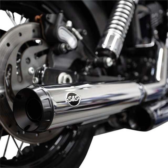 S&S GRAND NATIONAL SLIP-ON STAGGERED CHROME MUFFLERS HARLEY DAVIDSON DYNA 95-17 - END CAP