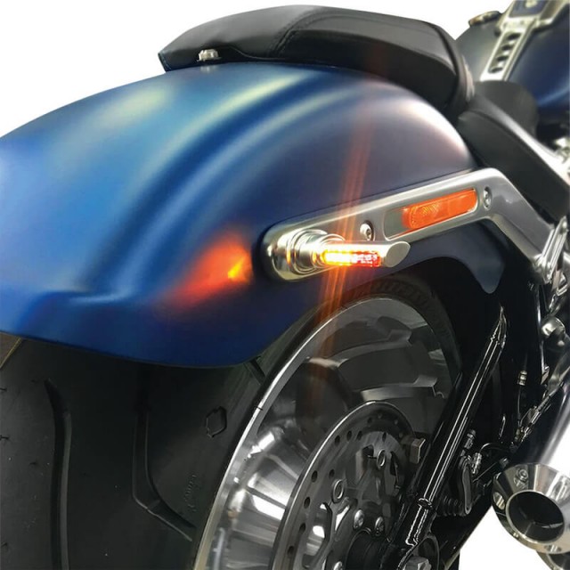 HEINZ BIKES MATT CHROME REAR WINGLETS 3IN1 LED TURN SIGNALS HARLEY 1996-2021 - MOTORCYCLE