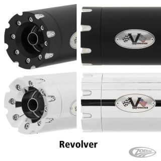 V-PERFORMANCE SLIP-ON EURO 5 CHROME MUFFLERS WITH REVOLVER END CAP FOR HARLEY TOURING 21-22 - REVOLVER END CAP