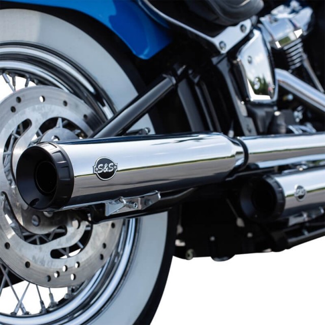S&S GRAND NATIONAL SLIP-ON CATALYTICS CHROME MUFFLERS SOFTAIL HERITAGE-DELUXE 18-20 - END CAPS